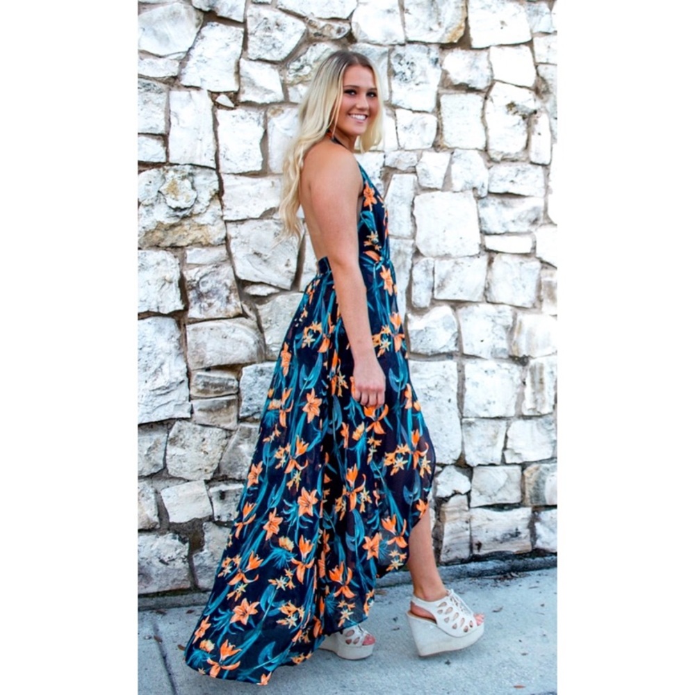 Floral Halter Maxi Dress - Picture 2 of 4
